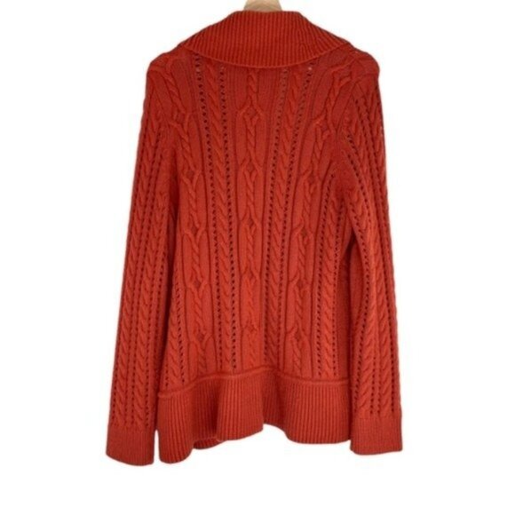 Talbots Orange Cable Knit Wrap Sweater - Picture 6 of 6